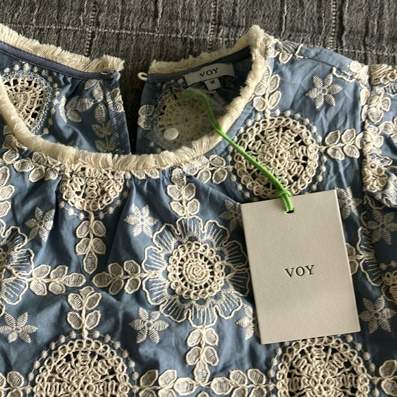 Social Threads Tandttwintalk Embroidered Cotton Fringe Detailed Summer Top NWT M - Picture 4 of 5